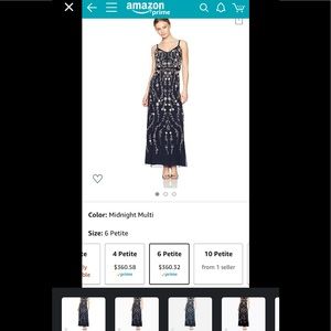 Adrianna Pappell navy beaded gown  Size 6 New